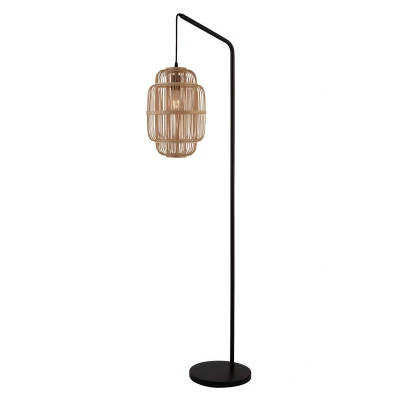 Image of Java Floor Lamp Black with Bamboo Frame Shade