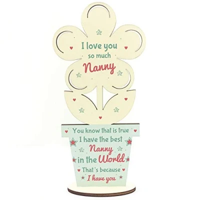 Image of RED OCEAN Gift For Nanny Wood Flower Best Birthday Special Thank You Keepsake Grandparent Home Plaque