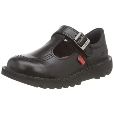 Image of Kickers Boy&#039;s Girl&#039;s Kick T Vel School Uniform Shoe, Black, 10 UK Child