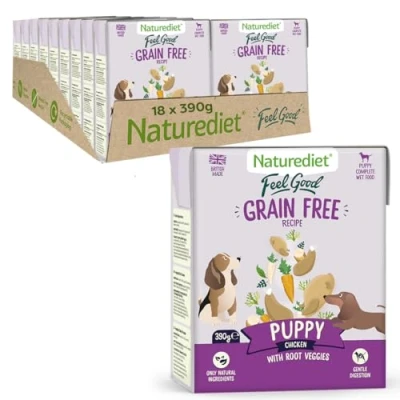 Image of Naturediet Grain Free Wet Dog Food, Natural and Nutritionally Balanced, Free, Puppy, 390g (Pack of 18)
