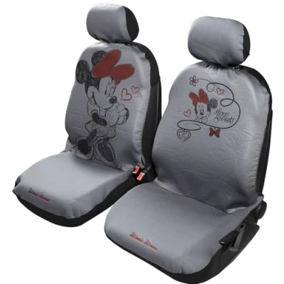 Image of TataWay in viaggio si cresce Pair Front Car Seat Covers Minnie Mouse Mickey Headrest Grey Red Airbag Compatible Universal For All Cars