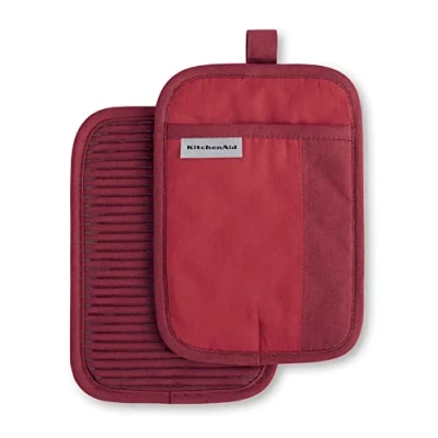 Image of KitchenAid Beacon Two Tone Pot Holder 2 Pack Set, 7&quot;x10&quot;, Passion Red/Bordeaux Count