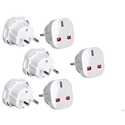 Image of Q4U 9825 Travel Adaptor White UK to EU Europe European Plug Adapter EU, 3 Pin pack of 6