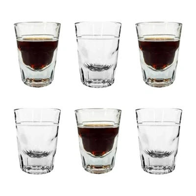 Image of Shot Glass Espresso Shot, Whiskey/ Vodka Glass, Measuring 60ml, Baby Guinness Set, Glasses 2oz with 1oz Line, Glassware Heavy Strong Base (Pack of 6)