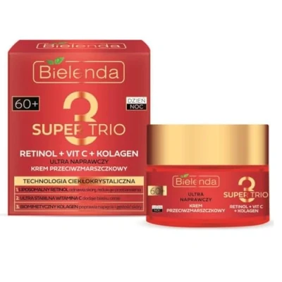 Image of Bielenda Super Trio Retinol Vit C Collagen Ultra Naprawczy Krem Przeciwzmarszczkowy 60+ na Dzień i Noc 50ml