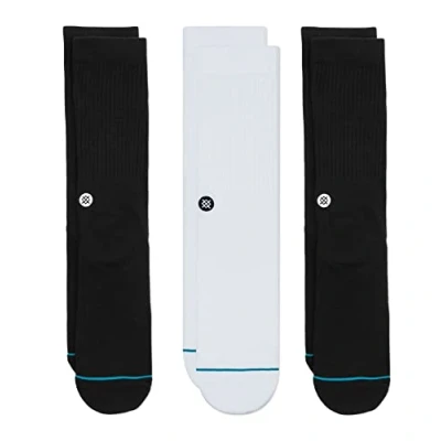 Image of Stance Crew Sock Icon 3 Pack (Medium, Black/White/Black)
