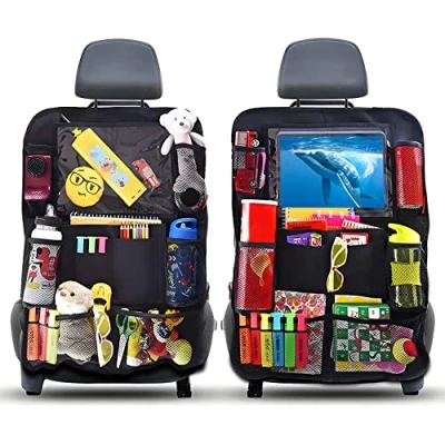 Image of AiQInu Car Back Protector and Organiser, Waterproof Easy Care Oxford Cloth Seat Organiser with Lots of Storage Space, Children (2 Pieces)