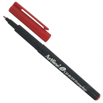 Image of artline Fine Tip RED CD DVD Marker Pen Fade Water Resistant For Most Surfaces (1 x Marker)