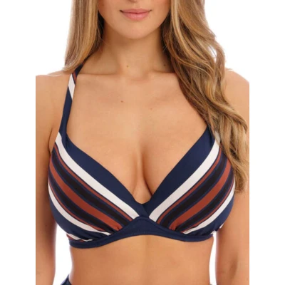 Image of Fantasie Ocean Cove Plunge Bikini Top Deep Sea Blue 38D