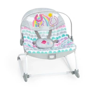 Image of Bright Starts Rosy Rainbow Infant to Toddler Rocker with Vibrations, Baby Seat for Girl or Boy, Newborn +