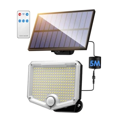 Image of One Fire Solar Security Lights Outdoor Motion Sensor,[222LED+3 Modes+2200mAh] Garden,Remote Garden Lights,IP65 Waterproof for Garden,Garage,Patio