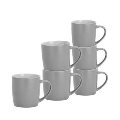 Image of 6x Grey 350ml Matt Coloured Coffee Mugs By Argon Tableware