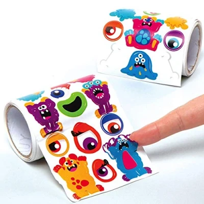 Image of Baker Ross AX252 Monster Bunch Sticker Rolls Pack of 600, Kids Halloween Stickers, Arts and Crafts Supplies for