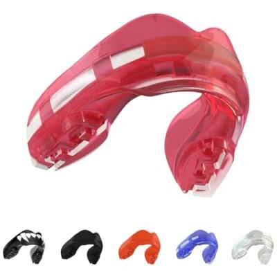 Image of SafeJawz Mouthguard for Braces, One Size Re mouldable Gum Shield with Case Boxing, MMA, Rugby, Martial Arts, Judo, Karate, Hockey and All Contact Sports (Ice Pink)
