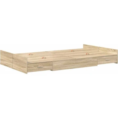 Image of vidaXL Storage Bed Frame Sonoma oak 120 x 200 cm Engineered wood