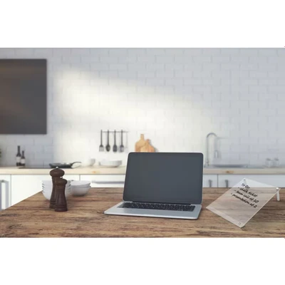 Image of Nobo Transparent Acrylic Mini Whiteboard Slanted Desktop Writing Pad, A4, Portable, Dry Erase, Frameless, Home Office, 210 x 297 mm, Includes Marker Pen, Clear, 1915612