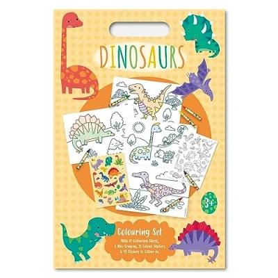 Image of Robert Frederick Dinosaurs Children&#039;s Colouring Set with Crayons and Stickers, Multicoloured, One Size