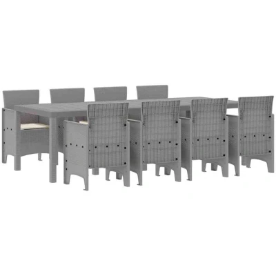 Image of vidaXL 9 Piece Garden Dining Set with Cushions White Poly Rattan