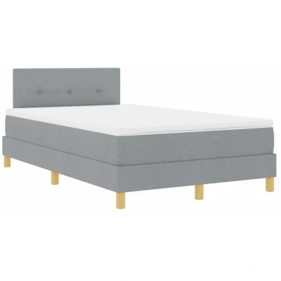 Image of Box Spring Bed with Mattress Light Grey 120x200 cm Fabric Vidaxl