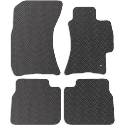 Image of Carsio Rubber Car Mats For Subaru Legacy 2004 2009 Tailored Fit Floor Mat Set Complete Accessory Black Custom Fitted All Weather &amp; Heavy Duty, Anti Slip Backing with Clips