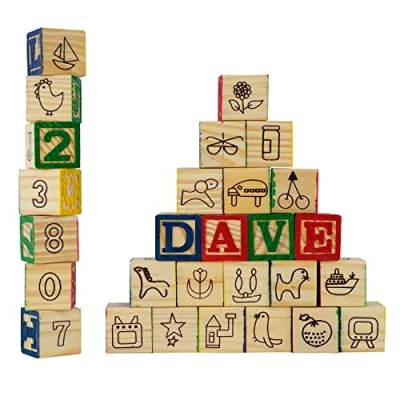 Image of MTS Wooden Building Blocks Kids Alphabet Letters and Numbers Bricks Toy Set for Toddlers, 30 Piece Educational Toys