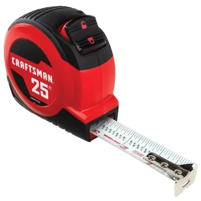 Image of CRAFTSMAN 25 Ft Tape Measure with Fraction Markings, Retractable, Self Locking Blade (CMHT37225)
