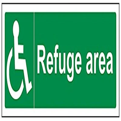 Image of VSafety Refuge Area Sign Landscape 300mm x 100mm 1mm Rigid Plastic