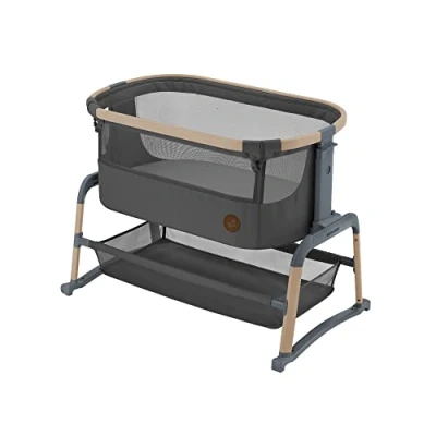 Image of Maxi Cosi Iora Air Co Sleeper Crib, All Round Mesh Baby Bedside 06 Months (9 kg), Rocking Mode, 4 Incline &amp; 5 Height Positions, Easy Slide, to Carry, Eco Care, 2 Wheels, Beyond Graphite