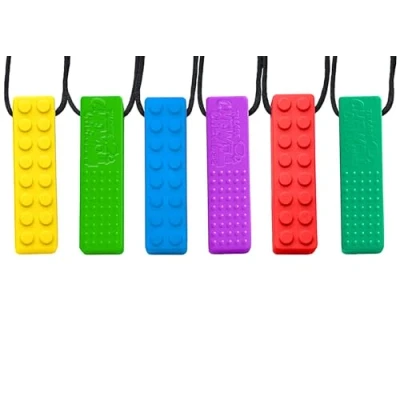 Image of Tilcare Chew Sensory Necklace Best for Kids or Adults That Like Biting Have Autism Perfectly Textured Silicone Chewy Toys Chewing Pendant Boys &amp; Girls Necklaces