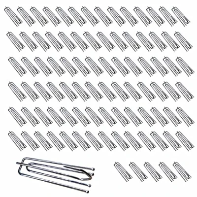 Image of 90PCS Stainless Steel Curtain Pleat Hooks,Drapery Hook and Pin for Pleated Drapes 4 Prongs Pinch Clips,Traverse Pleater End Hangers Window Door Bathroom