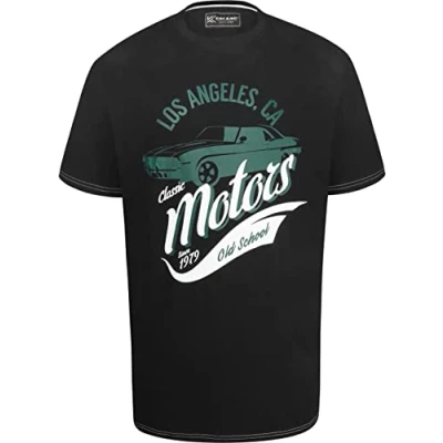 Image of Kam (KBS5369 Kbs Mens Big Size Motors Print Crew Neck Tee in Black 2XL