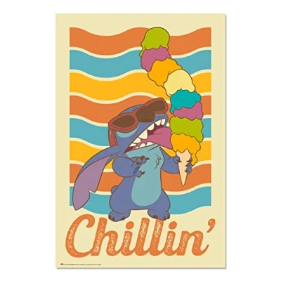 Image of Grupo Erik Disney Stitch Chillin Poster 36 x 24 inches / 91.5 61 cm Shipped Rolled Up Cool Posters Art &amp; Prints Wall