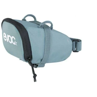 Image of EVOC seat Bag Saddle for Compact Storage Under The (0.5l Capacity, Extremely Light, Quick Assembly Thanks to Buckles, Reflective Logo, Size M), Steel Grey