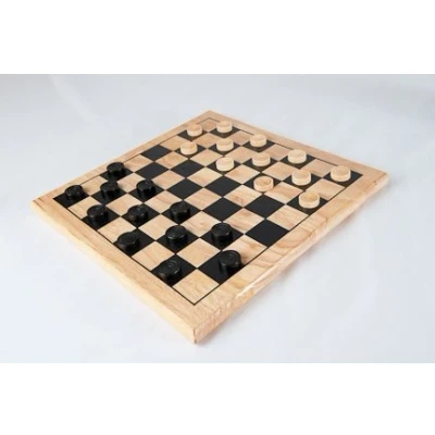Image of Traditional Wooden Draughts Game (8 x 8 square board)