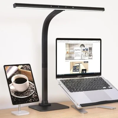 Image of EppieBasic LED Desk Lamp,12W Architect Work Lamp,Eye Protection Lamp,Overhead Office Table Lamp, Lighting, Monitor 6 Colour Modes, Auto Dimming