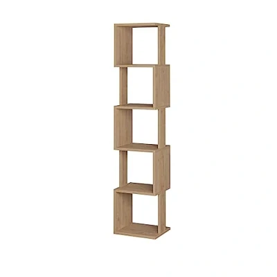 Image of HOCUS PICUS Piri 5 Tier Wall Mounted Modern Cube Bookcase, Open Shelving Display Storage Unit, Multiple Colour Options (Oak)