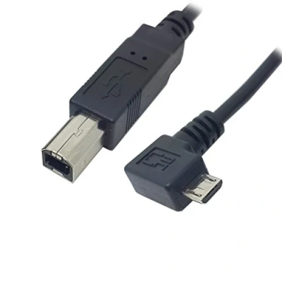 Image of Cablecc Left Angled 90 Degree Micro USB OTG to Standard B Type Printer Scanner Hard Disk Cable 60cm