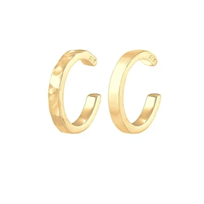 Image of Elli Earrings Ladies Earcuff Set of 2 Organic Look Minimal Basic Adjustable in 925 Sterling Silver