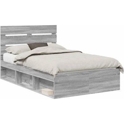 Image of vidaXL Bed Frame Grey Sonoma 120 x 190 cm Solid Pine Wood