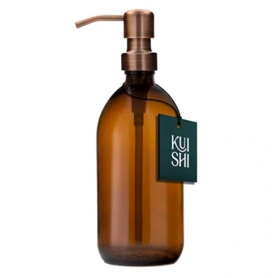 Image of Kuishi Amber Glass Pump Bottle with Stainless Steel [500ml, Bronze Pump], Soap Dispenser Refillable Brown Bottles Ideal for Handwash, Shampoo, Conditioner, Shower Gel (BPA Free)
