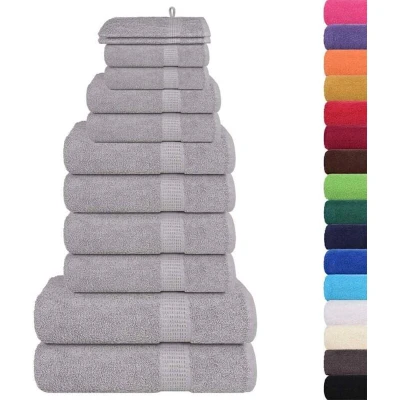 Image of vidaXL 12 Piece Towel Set Grey 360 gsm 100% Cotton
