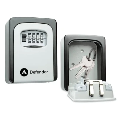 Image of Defender Combination Dial Key Safe Wall Mounted Waterproof Outdoor Lock Box Cabinet Free Fixing Kit
