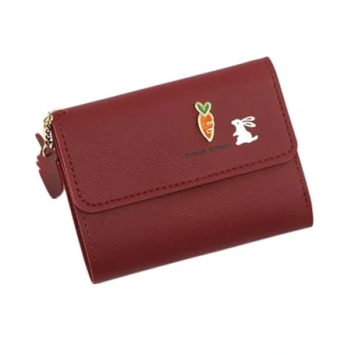 Image of NISCAYA Cartoon Trifold Wallet Cute Women&#039;s Purse Bunny Carrot Pattern PU Leather Pendant RFID Blocking Small with ID Windows for Girls and Women