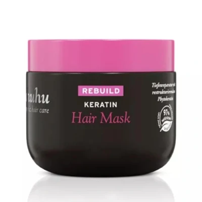 Image of ahuhu Rebuild Keratin Hair Mask (150 ml) Restructuring Intensive Mask, with Phytokeratin, Amaranth and Protective Tucuma Butter, Vegan Care