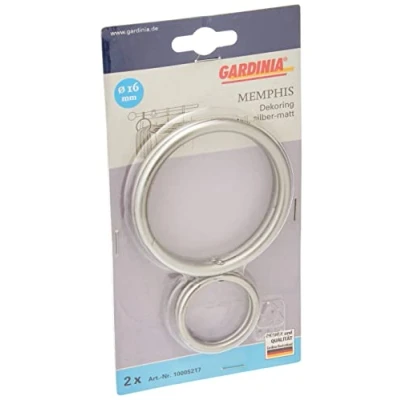 Image of GARDINIA Decorative Ring for Draping Curtains and Curtain Fabrics, Outer Diameter Approx. 45/80 mm, Pack of 2, Metal, Matte Silver, Not Applicable
