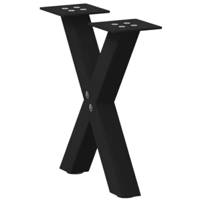 Image of vidaXL Coffee Table Legs X Shaped, Black Steel, 40x(30 31) cm, Adjustable Foot Levelers for Living Room/Dining Room, Easy Assembly with Included Screws