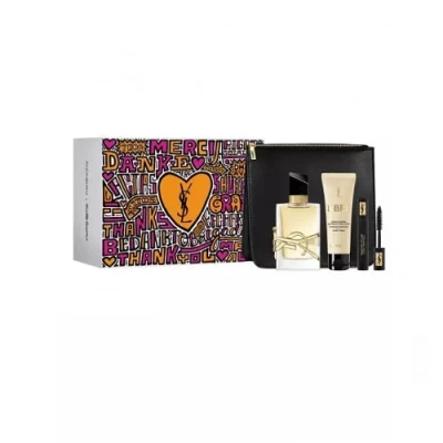 Image of Yves Saint Laurent Libre 50ml EDP Spray + Body Balm 2ml Mascara Toiletry Pouch Gift Set