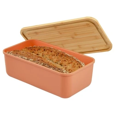 Image of bremermann Bread Bin with Bamboo Lid, Box Chopping Board, (terracotta)