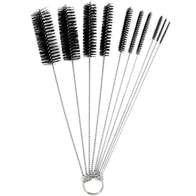 Image of Fliyeong Premium 10 Pack Baby Bottle Cleaning Brush Tube Straw Cleaner, Teat, Nipple and Sippy Cup Top Set