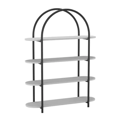 Image of URBNLIVING 4 Tier Arched Wooden Shelving Unit Industrial Bookcase with MDF Shelves &amp; Steel Frame Stylish Storage for Home Office, White